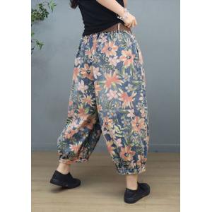 Summer Fluffy Floral Jeans Plus Size Ankle Jeans for Women