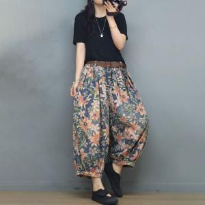 Summer Fluffy Floral Jeans Plus Size Ankle Jeans for Women