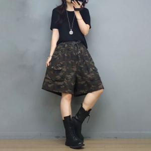 Drawstring Waist Camo Shorts Summer Wide Leg Jorts