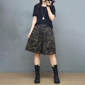 Drawstring Waist Camo Shorts Summer Wide Leg Jorts