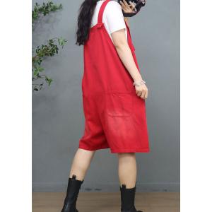 Cartoon Pocket Wide Leg Overall Shorts Summer Resort Shorts