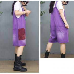 Cartoon Pocket Wide Leg Overall Shorts Summer Resort Shorts