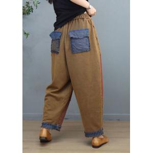 Contrast Colors Tassel Straight Leg Pants Loose Summer Pull-On Pants