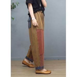 Contrast Colors Tassel Straight Leg Pants Loose Summer Pull-On Pants