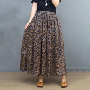 Breathable Hawaii Tied Kimono with Ramie Floral Skirt