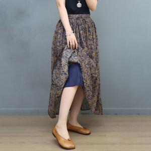 Breathable Hawaii Tied Kimono with Ramie Floral Skirt