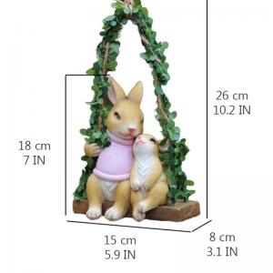 Creative Resin Cute Swing Bunny Pendant for Outdoor Garden Balcony Decorations