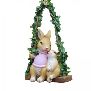 Creative Resin Cute Swing Bunny Pendant for Outdoor Garden Balcony Decorations