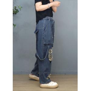 Straps Ornament Baggy Dad Jeans Ripped High Rise Jeans