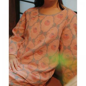 Persimmon Patterned Cotton Pajamas Sets for Women