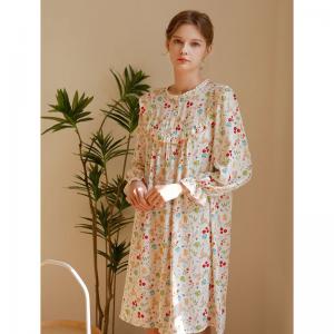 Flouncing Collar Puff Sleeves Floral Pajamas Dress