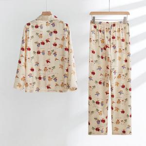 Bunny and Bear Long Sleeves Shirt with Silky Long Pajamas Pants