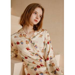 Bunny and Bear Long Sleeves Shirt with Silky Long Pajamas Pants