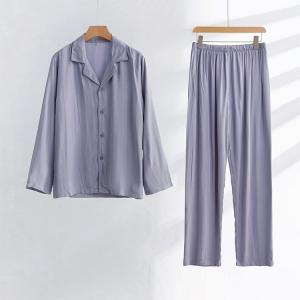 Casual Style Cozy Silky Blue Gray Sleep Wear Sets
