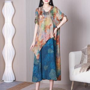 Beach Chic Printed Layering Dress Colorful Cocoon Travel Dress