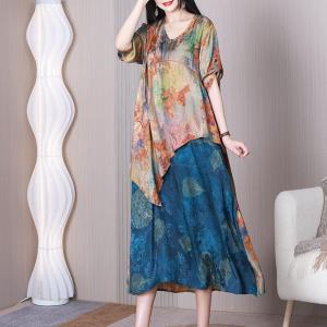 Beach Chic Printed Layering Dress Colorful Cocoon Travel Dress