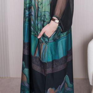 Hollow Out Painted Chinese Cheongsam Sheer Sleeves Modern Dress