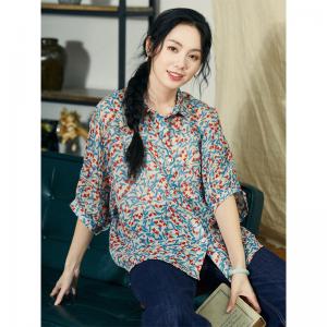 Hawaii Style Ladies Floral Shirt Breezy Ramie Travel Blouse