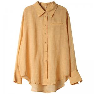 Loose-Fit Cozy Sheer Shacket Beach Ramie Sun-Proof Shirt