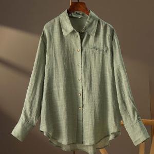 Loose-Fit Cozy Sheer Shacket Beach Ramie Sun-Proof Shirt