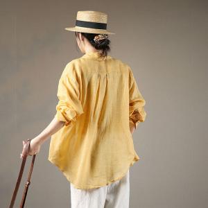 Loose-Fit Cozy Sheer Shacket Beach Ramie Sun-Proof Shirt