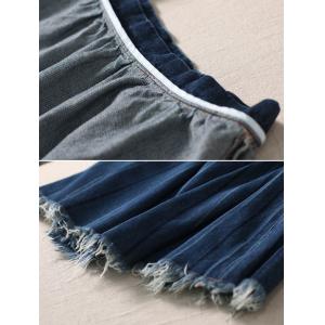 Raw Hem A-Line Skirt Cotton Soft Jean Skirt