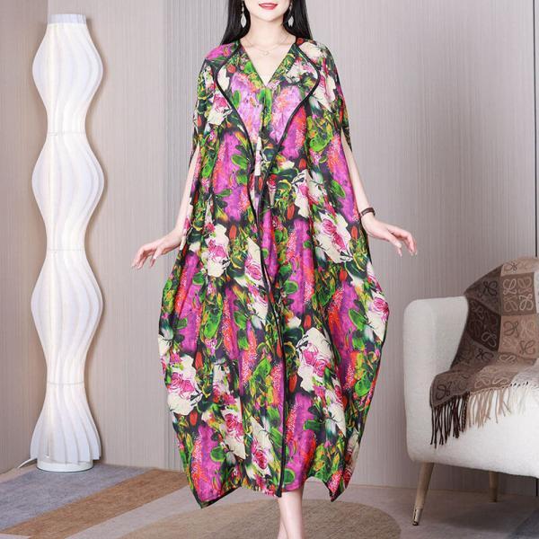 Boho Chic Colorful Cocoon Dress Printed Tied Coverup Dress