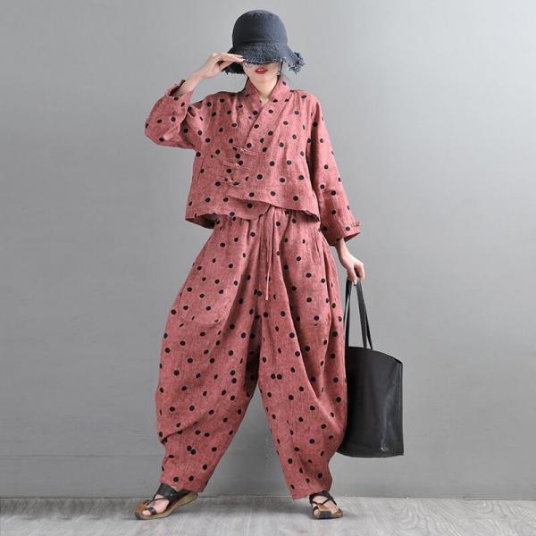 Black Polka Dot Linen Jacket Frog Buttons Designer Outfits