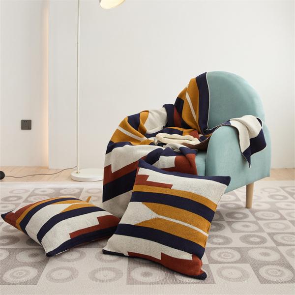 Abstract Geometric Patterned Cotton Blanket