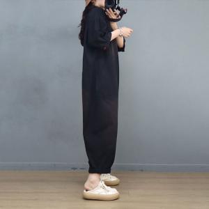 Pop Colors Polo Neck Jumpsuits Half Sleeves Cotton Coveralls