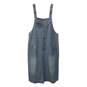 Adjustable Straps Overall Dress Loose A-Line Denim Dress