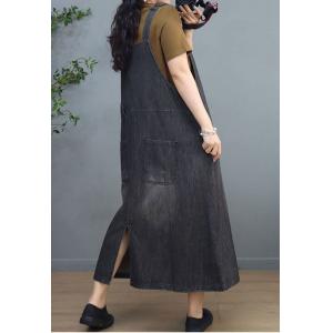 Adjustable Straps Overall Dress Loose A-Line Denim Dress