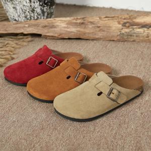 Buckle Straps Suede Slippers Summer Flat Sandals