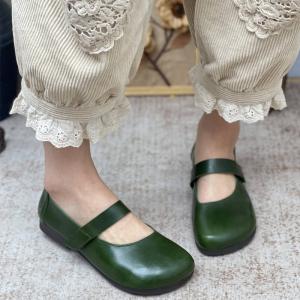 Hook and Loop Leather Doll Shoes Cozy Mary Jane Flats