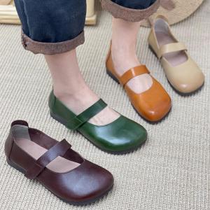 Hook and Loop Leather Doll Shoes Cozy Mary Jane Flats