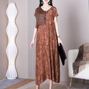 Straps Pendant Short Sleeves Resort Dress Loose Totem Dress