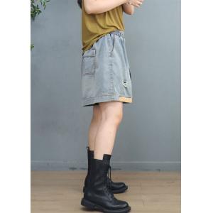 Patchwork Ripped Light Wash Jorts Wide Leg Shorts for Women