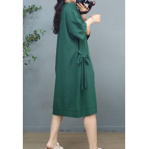 Casual Style Tied Sweatshirt Dress Loose Cotton T-shirt Dress