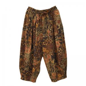 Summer Beach Leopard Printed Pants Cotton Linen Resort Pants