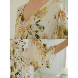 High Waist Floral Silk Sleep Dress V-Neck Summer Pajamas Dress