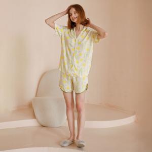 Daffodil Flowers Silk Yellow Short Pajamas Sets