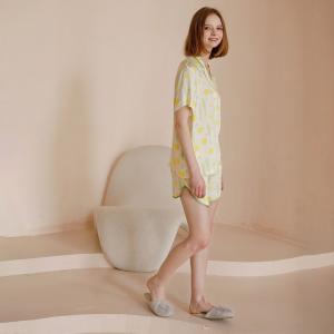 Daffodil Flowers Silk Yellow Short Pajamas Sets