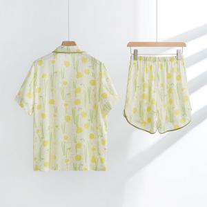 Daffodil Flowers Silk Yellow Short Pajamas Sets