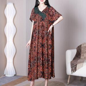 Folk Totem Printed Travel Dress High Waist Summer Dress