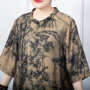 Landscape Painted Silk Caftan Elegant Boho Tropical Dress