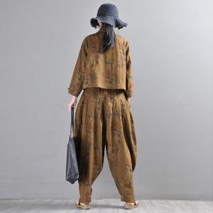 Women Painted Linen Travel Pants Designer Customize Elephant Pants