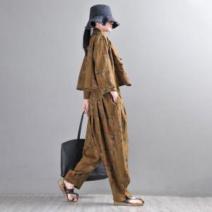 Women Painted Linen Travel Pants Designer Customize Elephant Pants