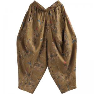 Women Painted Linen Travel Pants Designer Customize Elephant Pants