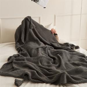 Minimalist Chic Plain Tassel Blanket Casual Office Throw