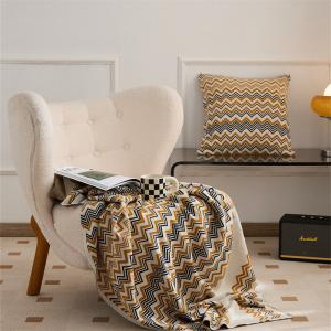 Wave Patterned Cotton Throw Cozy Couch Blanket for All Season